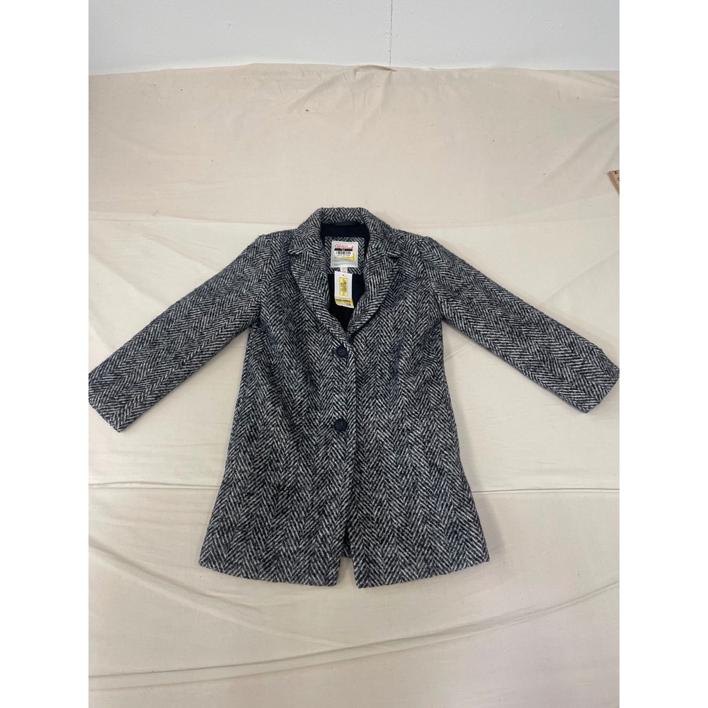 Cat & Jack Girls Herringbone Long Coat Black White Size S NWT
